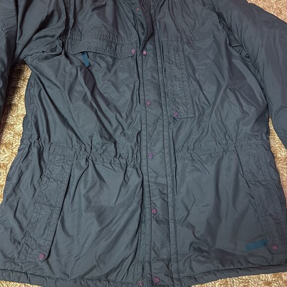 Patagonia Vtg Puffer Coat Jacket Womens Size Large Dark Grey/ Blue Insulated - Picture 2 of 7